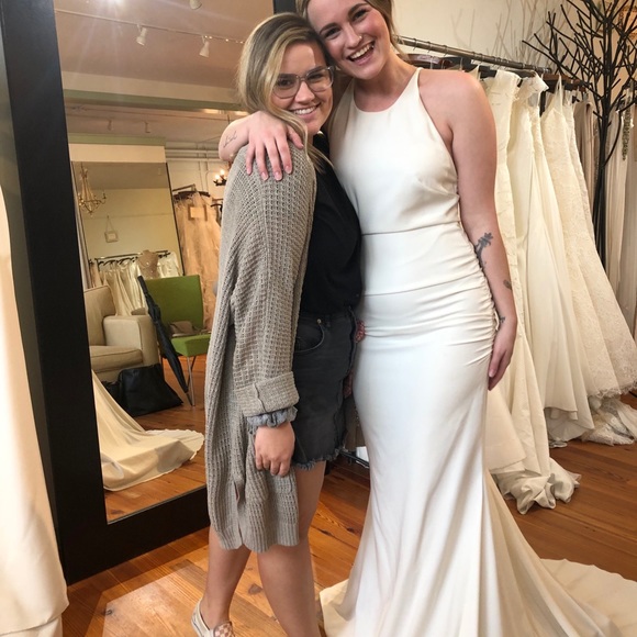 Ivory Halter Top Wedding Gown (never worn) - Picture 1 of 6